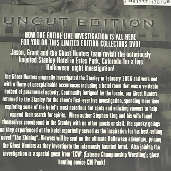 Ghost Hunters Live From The Stanley Hotel Uncut DVD Region 1 CM Punk Jason Grant - Picture 5 of 10
